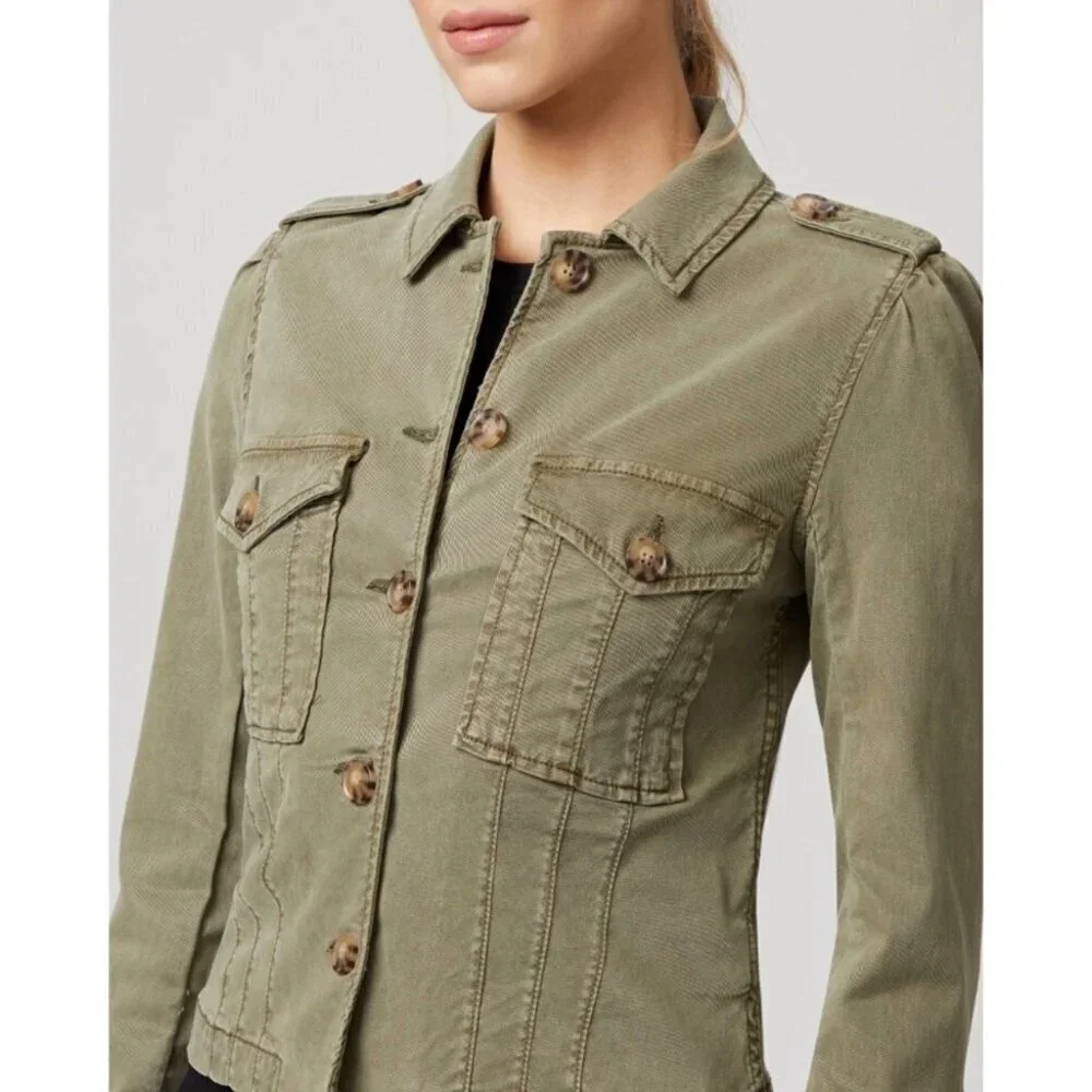 NWT PAIGE Pacey Jacket Sz.L Vintage Ivy Green  Buttons Preppy Minimalist $249 - Picture 3 of 16
